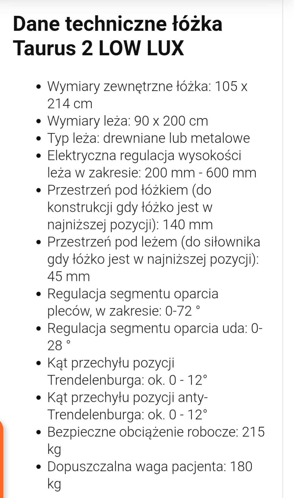 Łóżko rehabilitacyjne Taurus 2 Low Lux w bardzo dobrym stanie