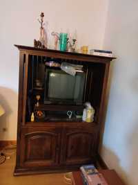 Móvel antigo de televisão madeira maciça
