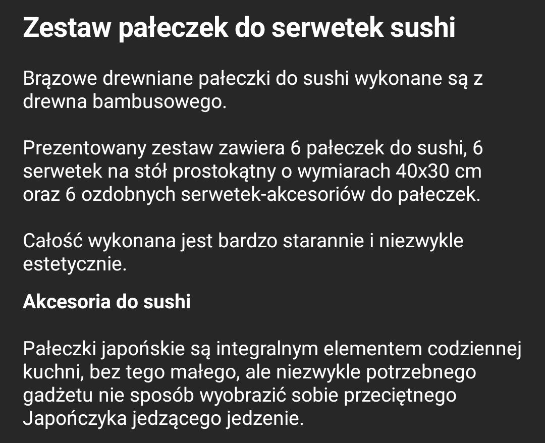 Zestaw do jedzenia sushi