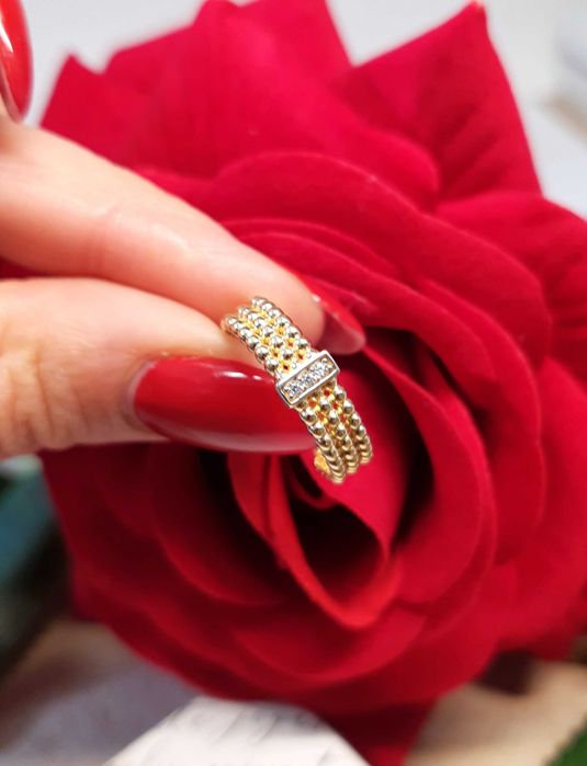 Złoty pierścionek ażur p.585/2,18g