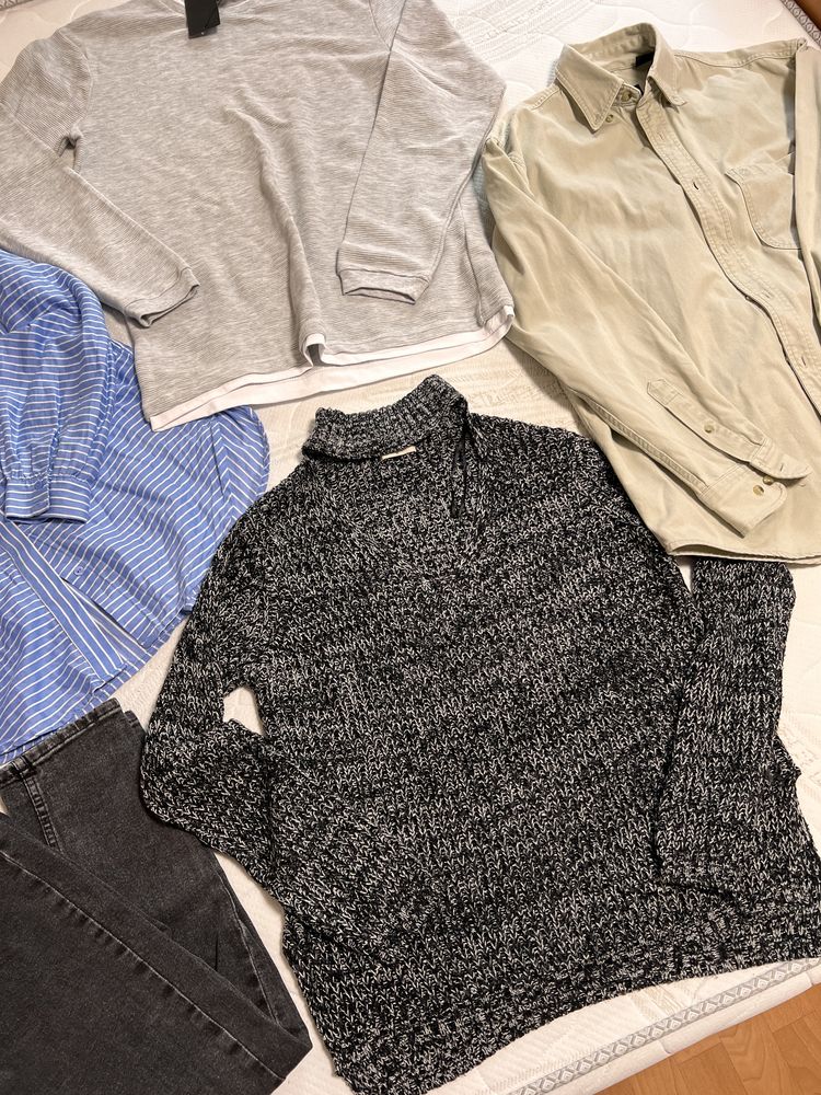 Лот№1. 5в1. Рубашка, джинси, светр, рубашка, лонгслів.