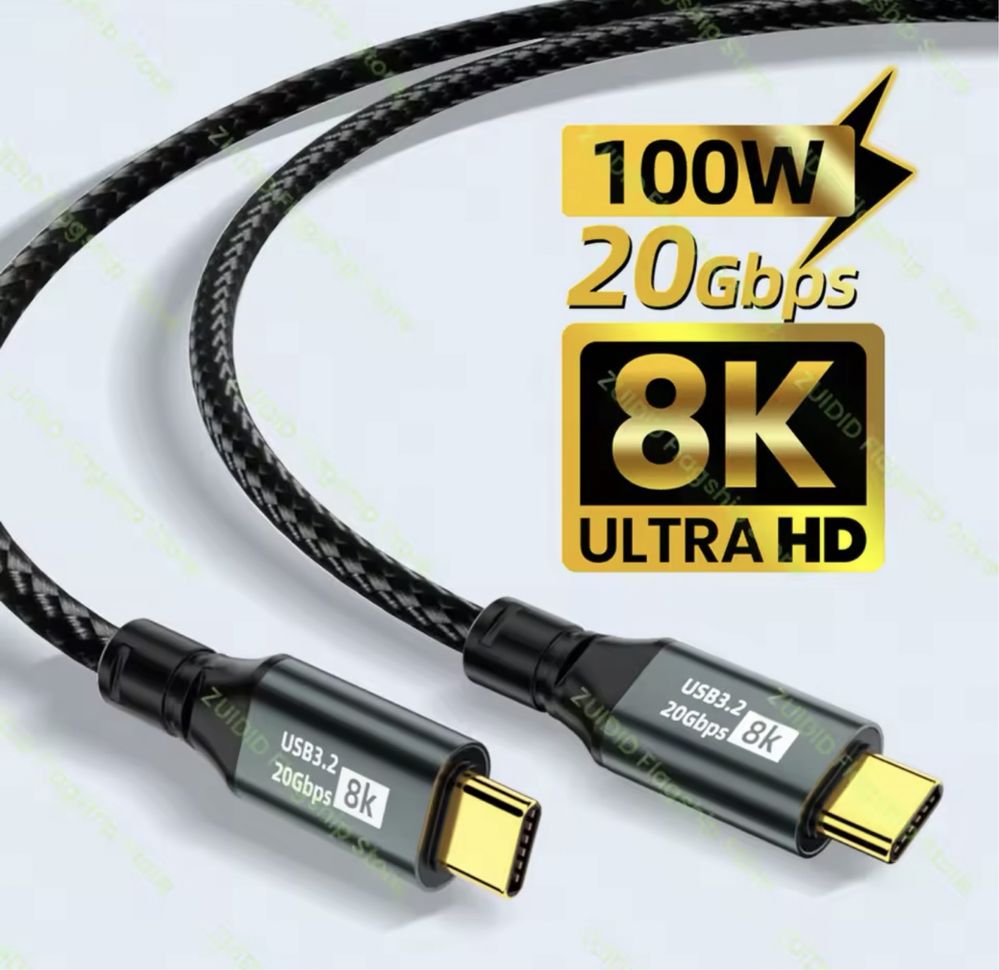 Cabo USB-C 3.2 PD100W 2 metros - NOVO
