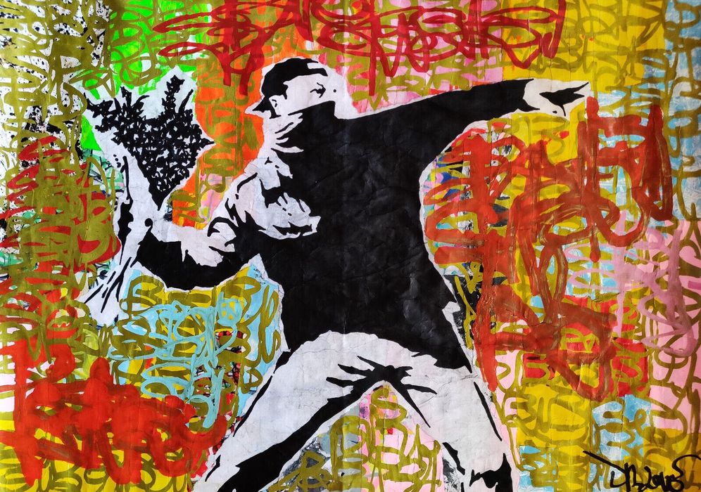 Pintura - Dr. LOVE - Love rebel (Tribute to Banksy)