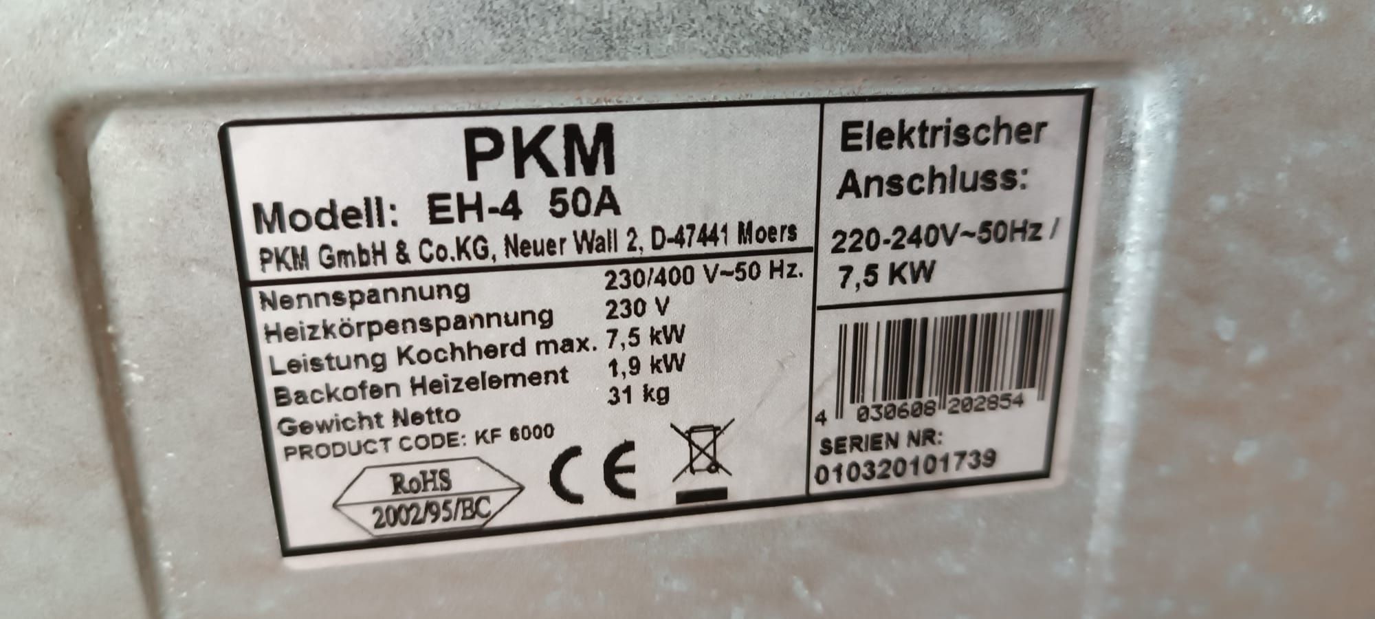 Piec kuchenny elektryczny  PKM EH 4 -50A