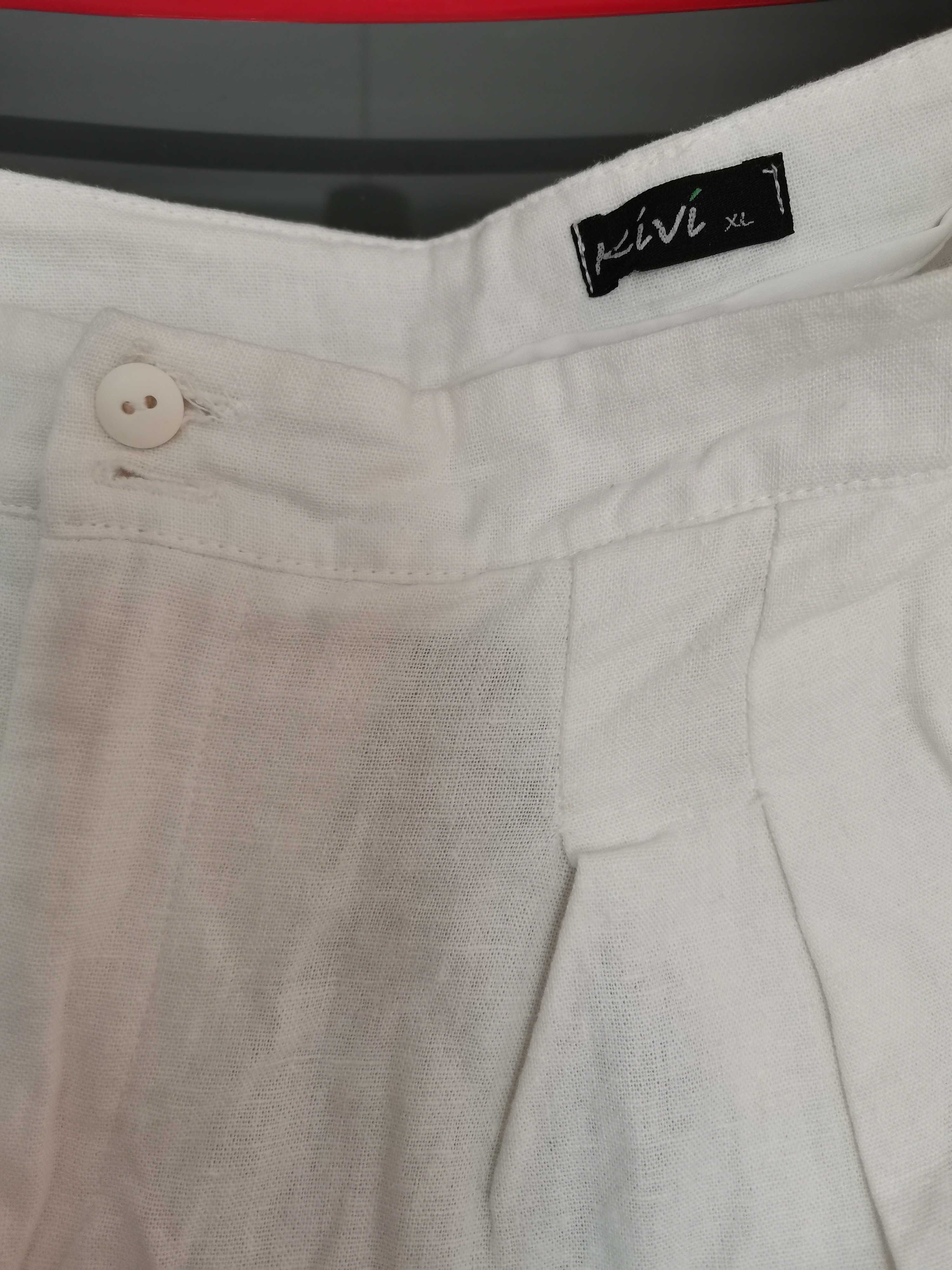 Spodnie białe len/wiskoza XL