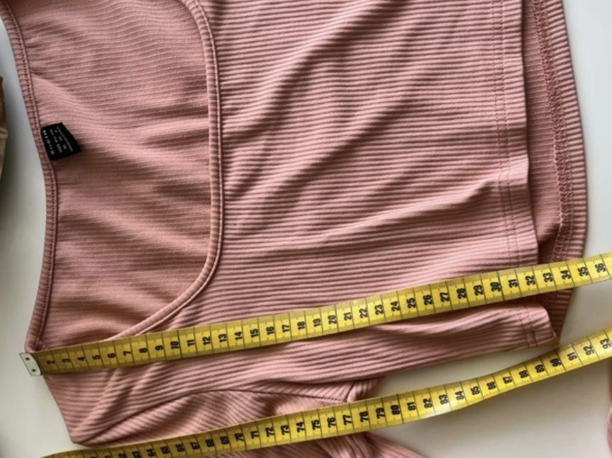 Bluzka crop top shein morelowa prążek prążkowana