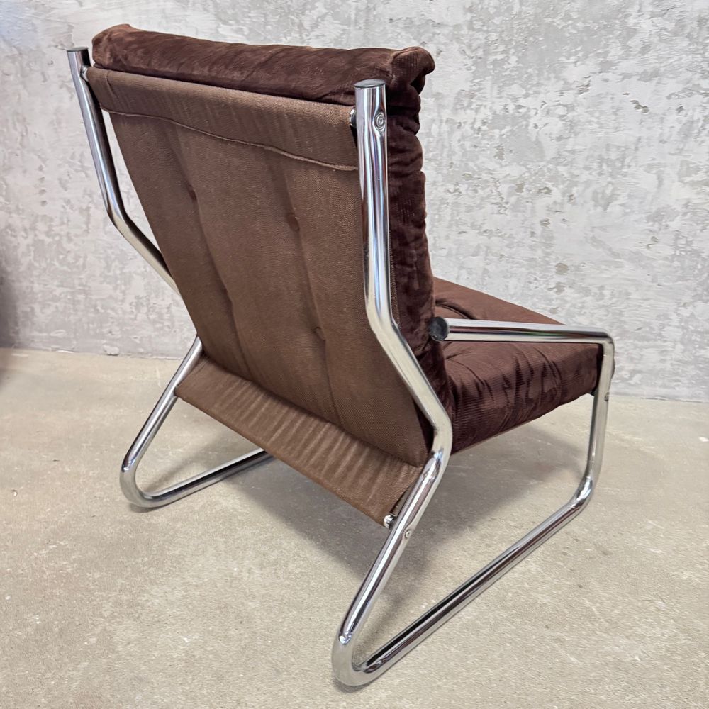 Fotel w stylu Bauhaus | Sztruks | Chromowana rama