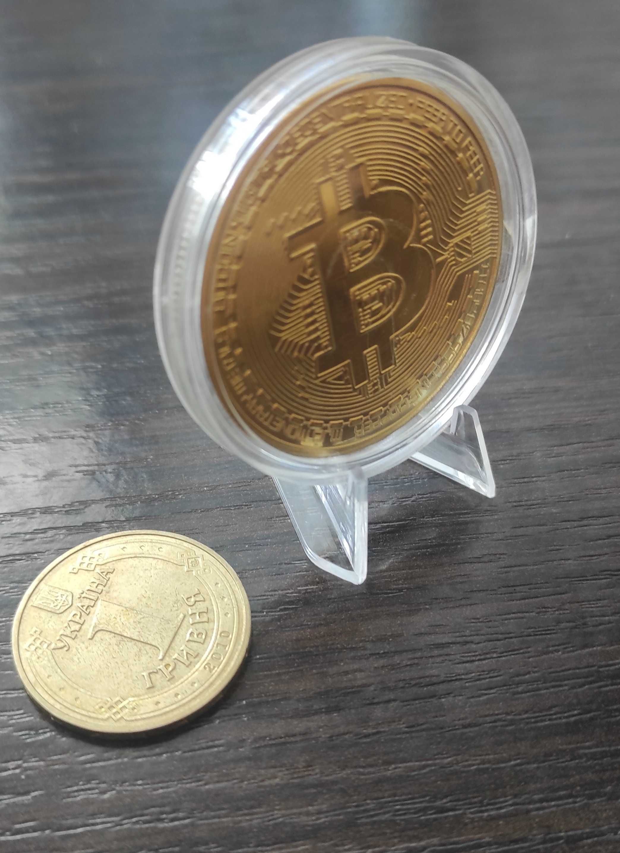 Монета Bitcoin в боксі Біткоїн Биткоин Сувенір
