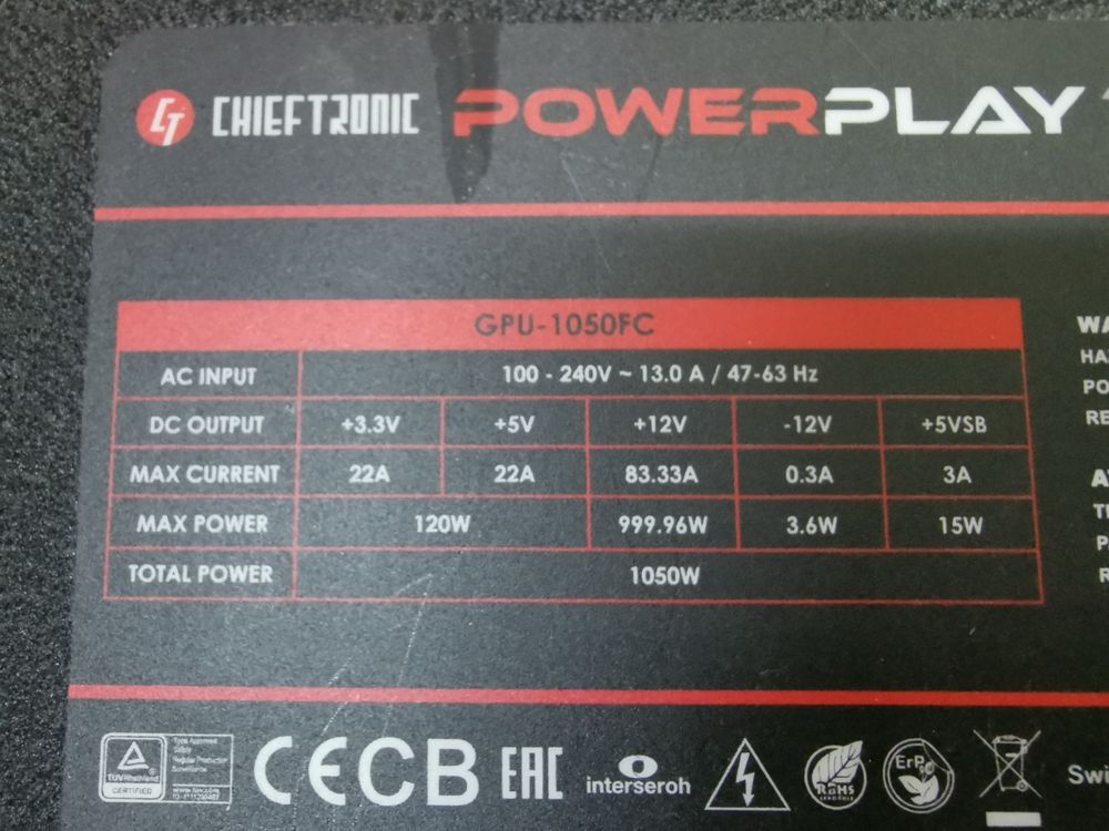 Блок живлення Chieftronic PowerPlay 1050W