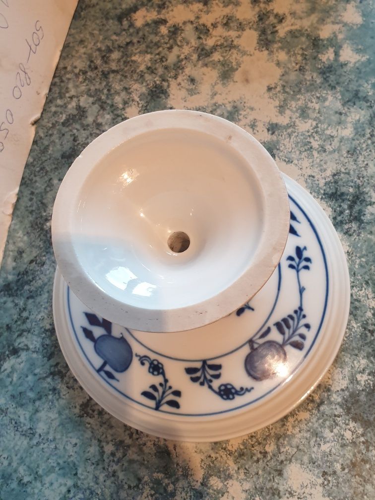 Antike Meissen Porzellan Kerzenhalter - Zwiebelmuster - 1860