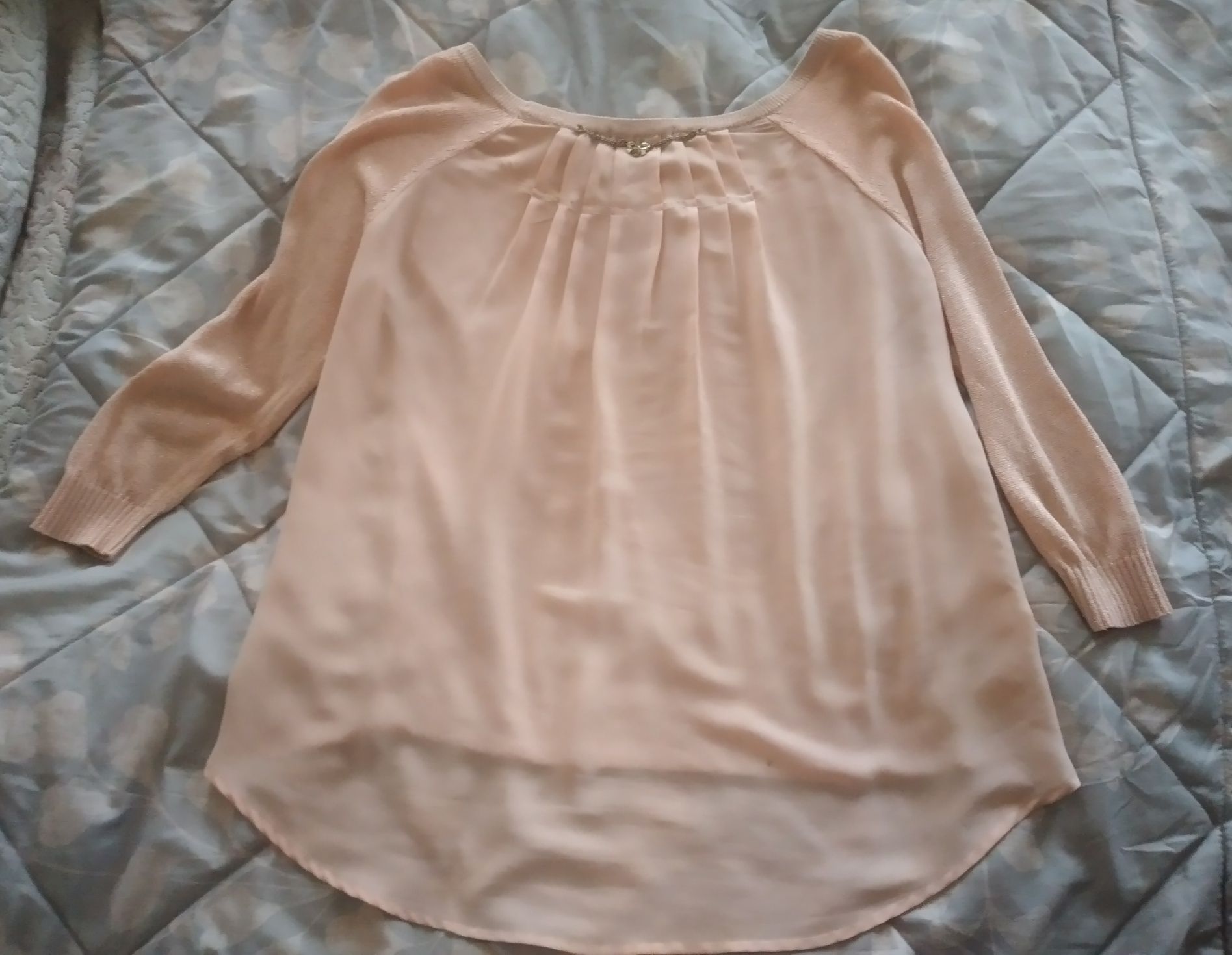 Camisola L, fio fino com fio dourado