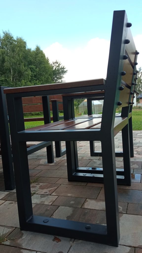 Meble ogrodowe loft nowoczesne drewniane olchowe 2023 stół ławki bdb