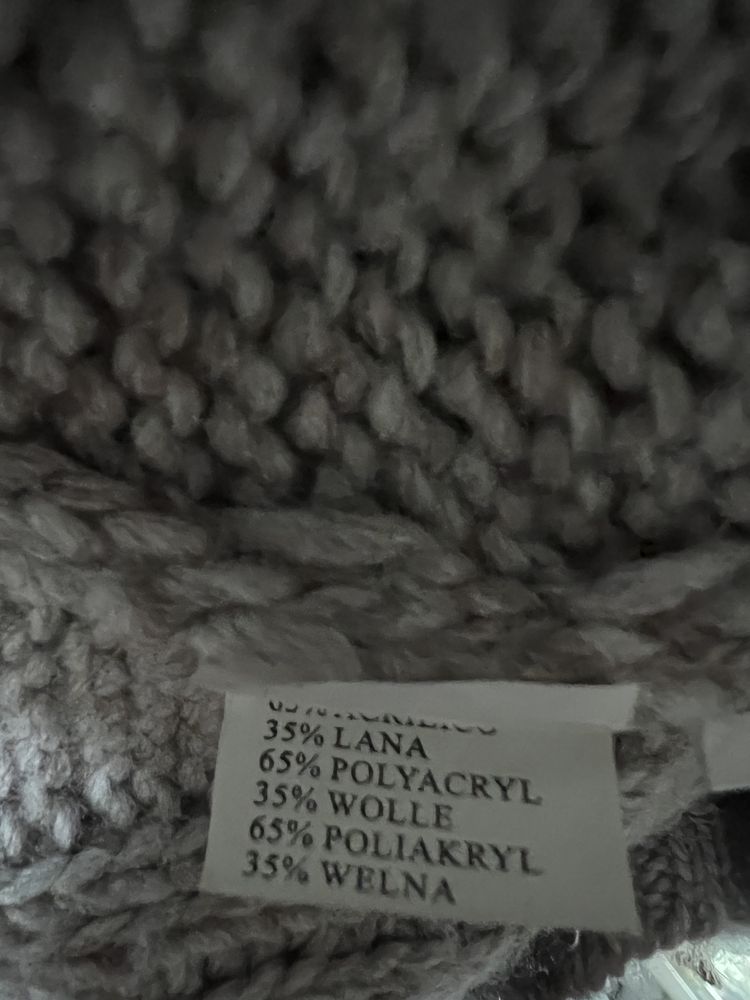 Sweter kardigan L/XL z naturalnym futerkiem