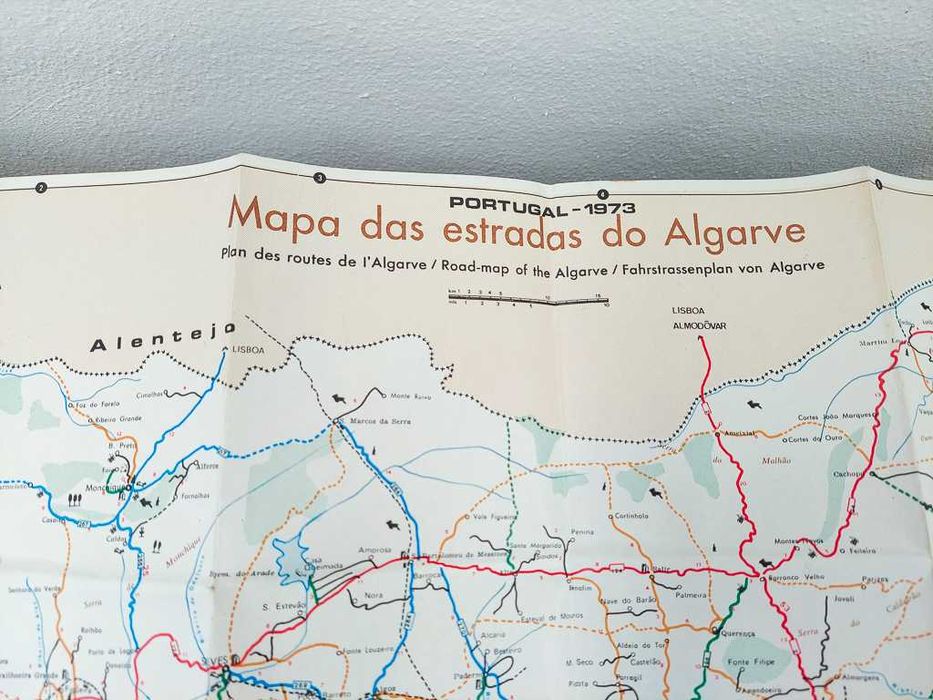 Mapa das Estradas do Algarve - Portugal - 1973