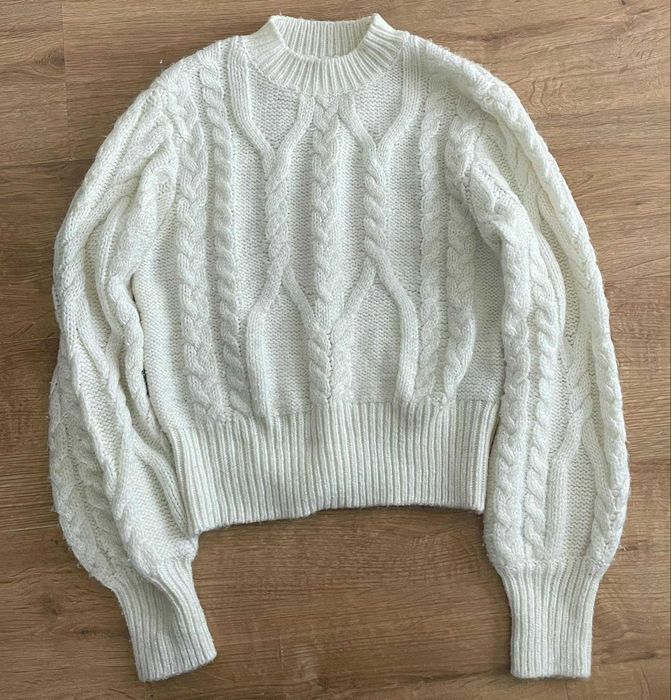 C&A oversize biały sweter warkocz 38 m l