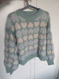 Sweter oversize serduszka Italia pastelowe