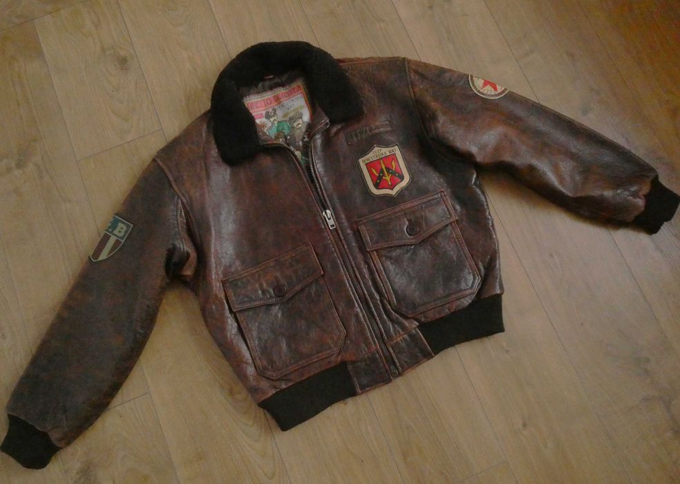 Kurtka skórzana męska GHETTO GLASTER G1 skóra PILOTKA lotnicza  L/XL