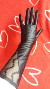 Rękawiczki czarne długie 2w1