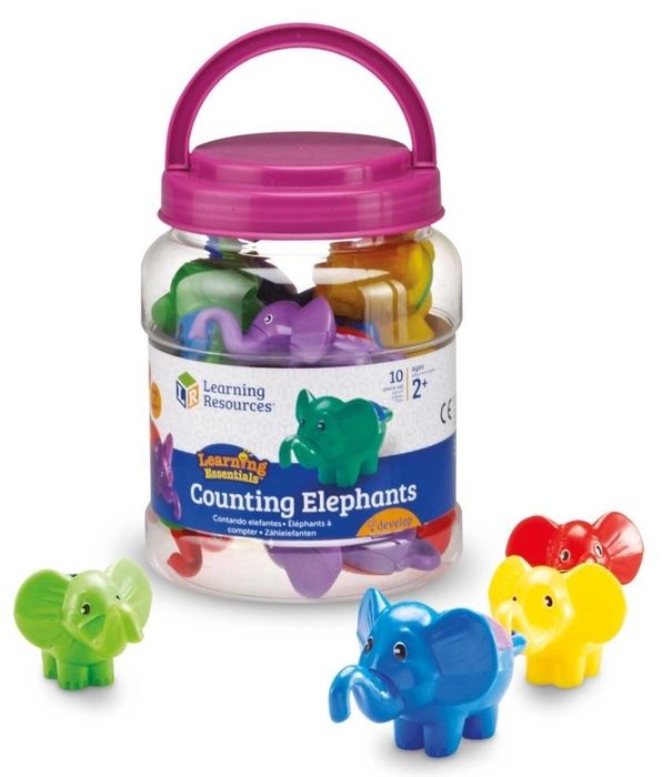 Figurki do nauki liczenia słonie 10szt pudełko,191x146 mm