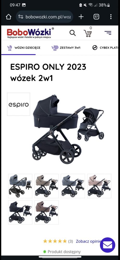 Wózek NOWY Espiro only 2w1 czarny