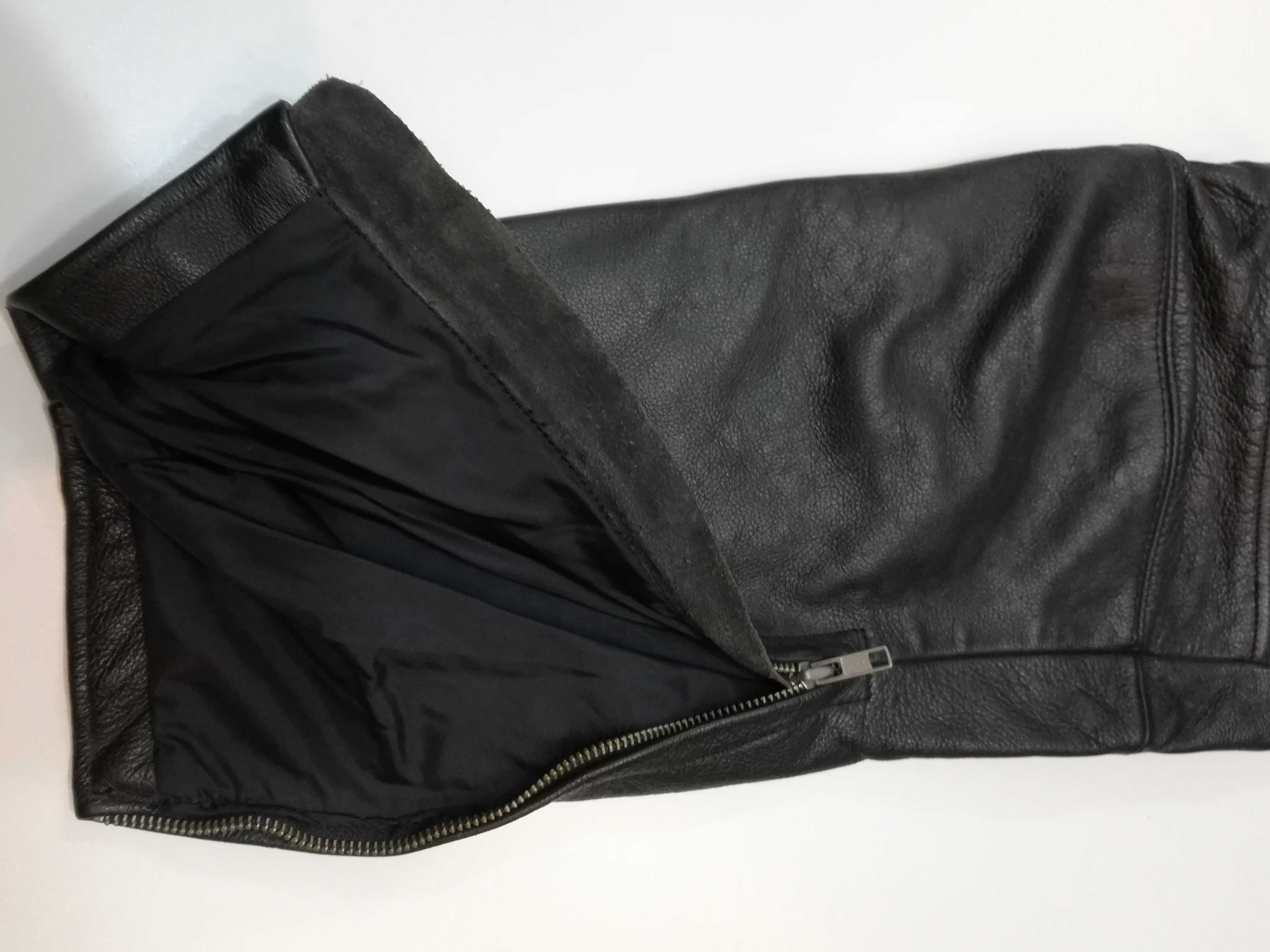 Spodnie czarne skórzane damskie, rozmiar 38