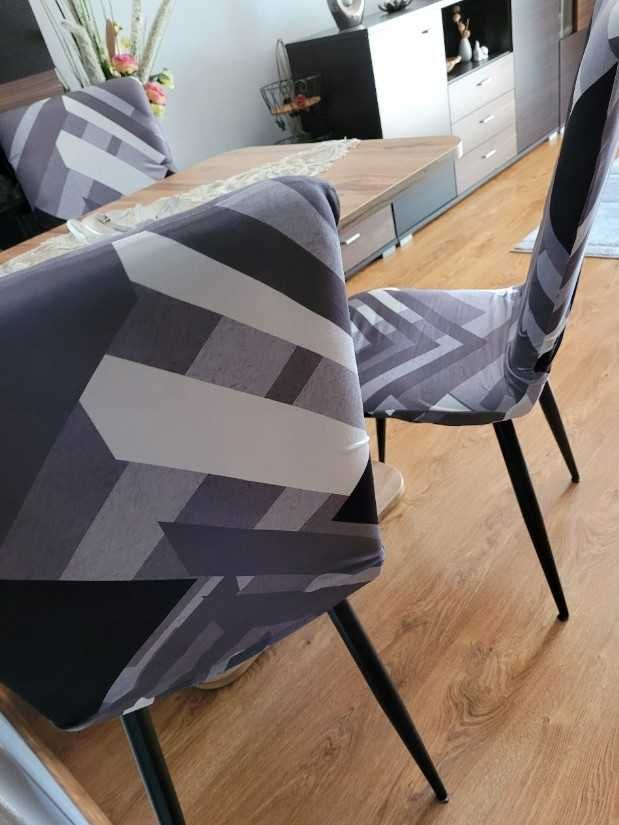 Wzorzyste pokrowce na krzesła elastyczne uniwersalne 4 sztuki