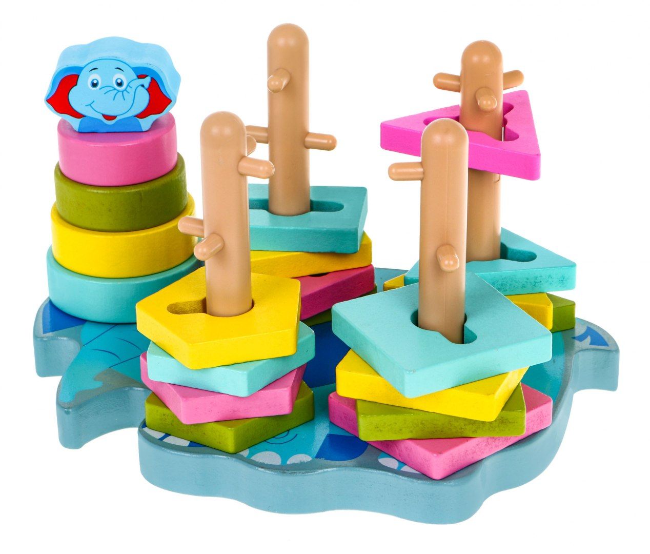 Drewniana układanka sensoryczna dla dzieci - wieża piramida sorter