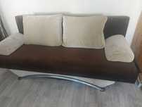 Tapczan rozkładany sofa brąz poduchy