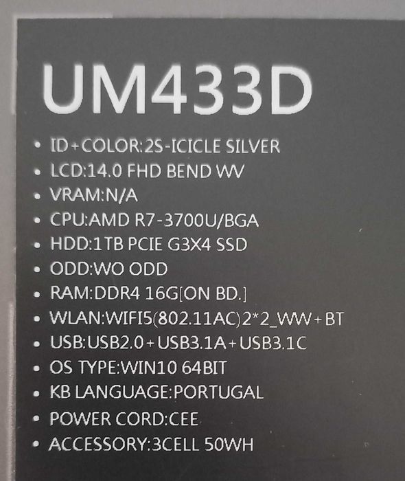 Computador Portátil Asus Zenbook 14 UM433D