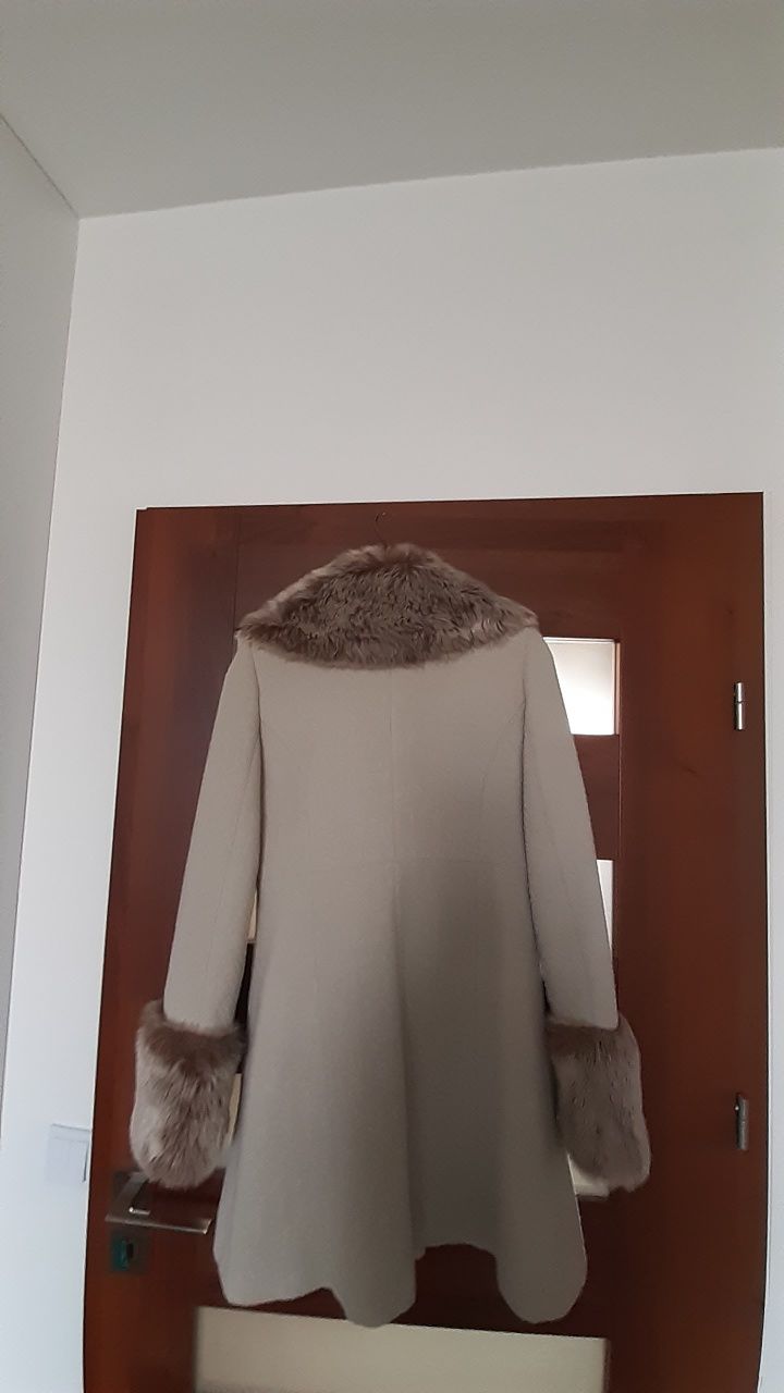 Płaszcz elegancki futro futerko płaszczyk kurtka