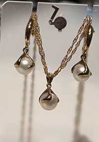 Kpl biżuterii Apart perły w złotej oprawie pr 333