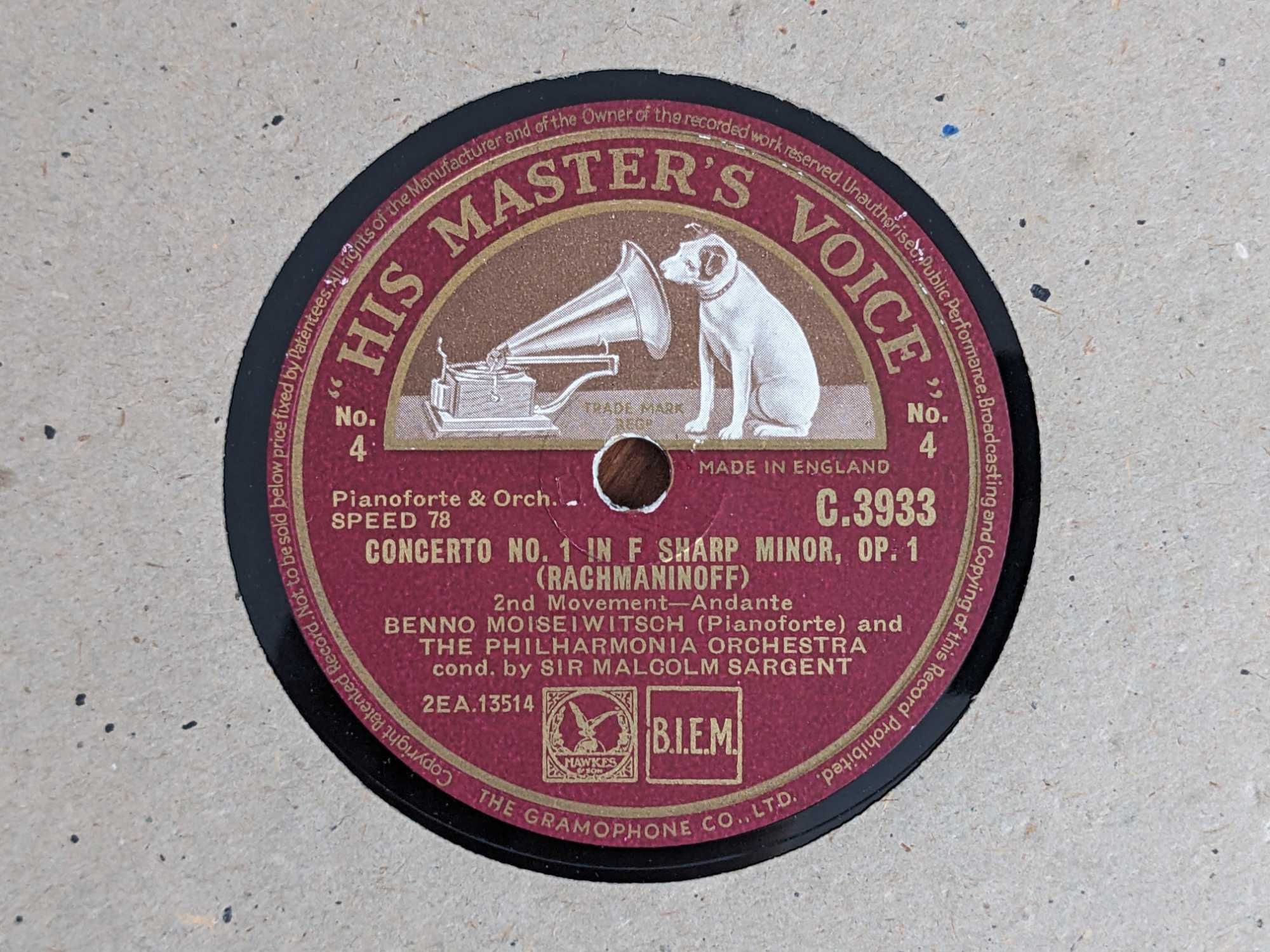 Патефонные граммофонные пластинки His master's voice 78 об шеллак