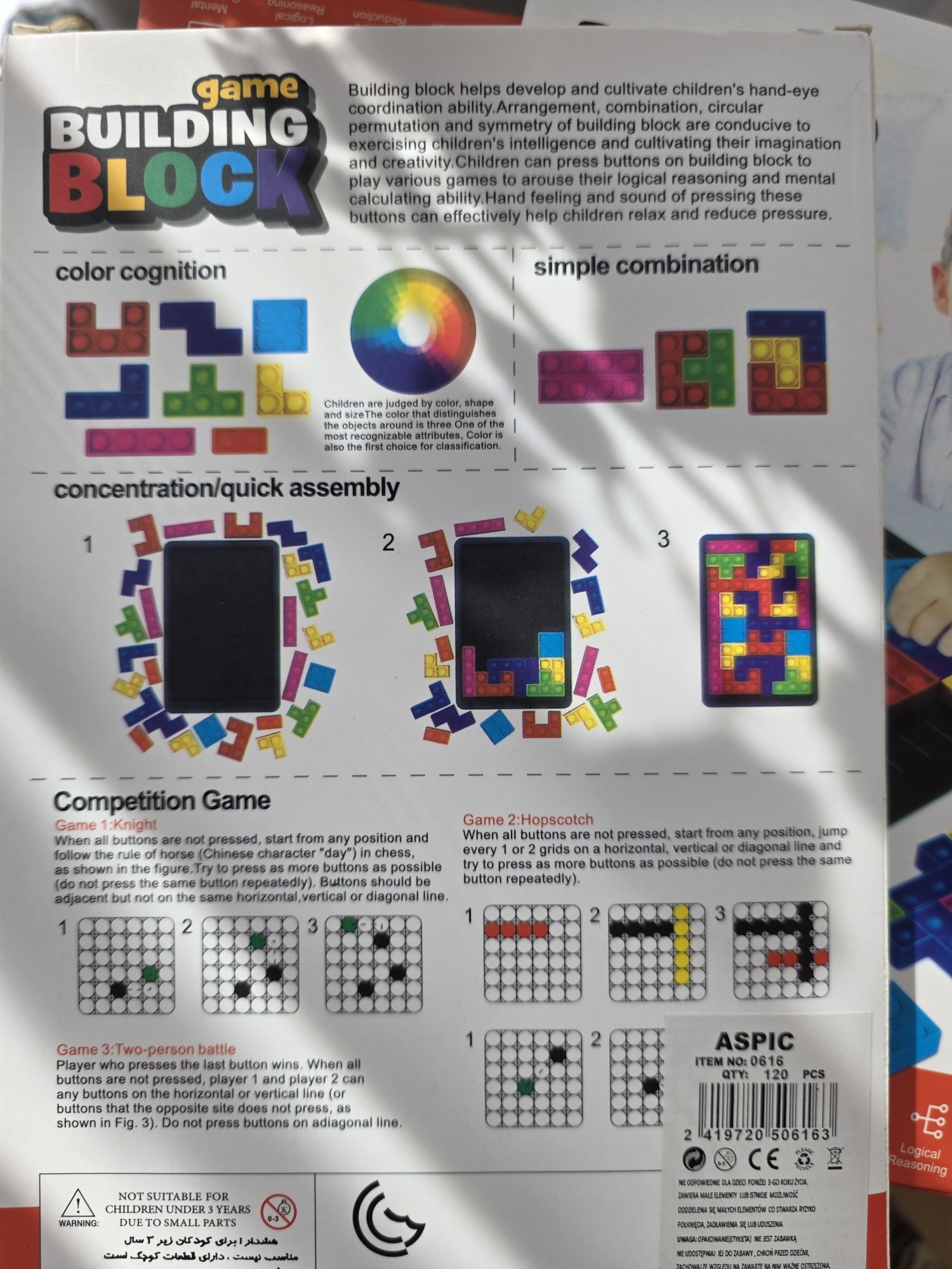 Zabawka Edukacyjne sensoryczne tetris układanka puzzle 3w1 popit antys