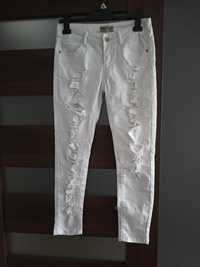 Spodnie jeansowe białe jeansy z rozdarciami dziury 38 M