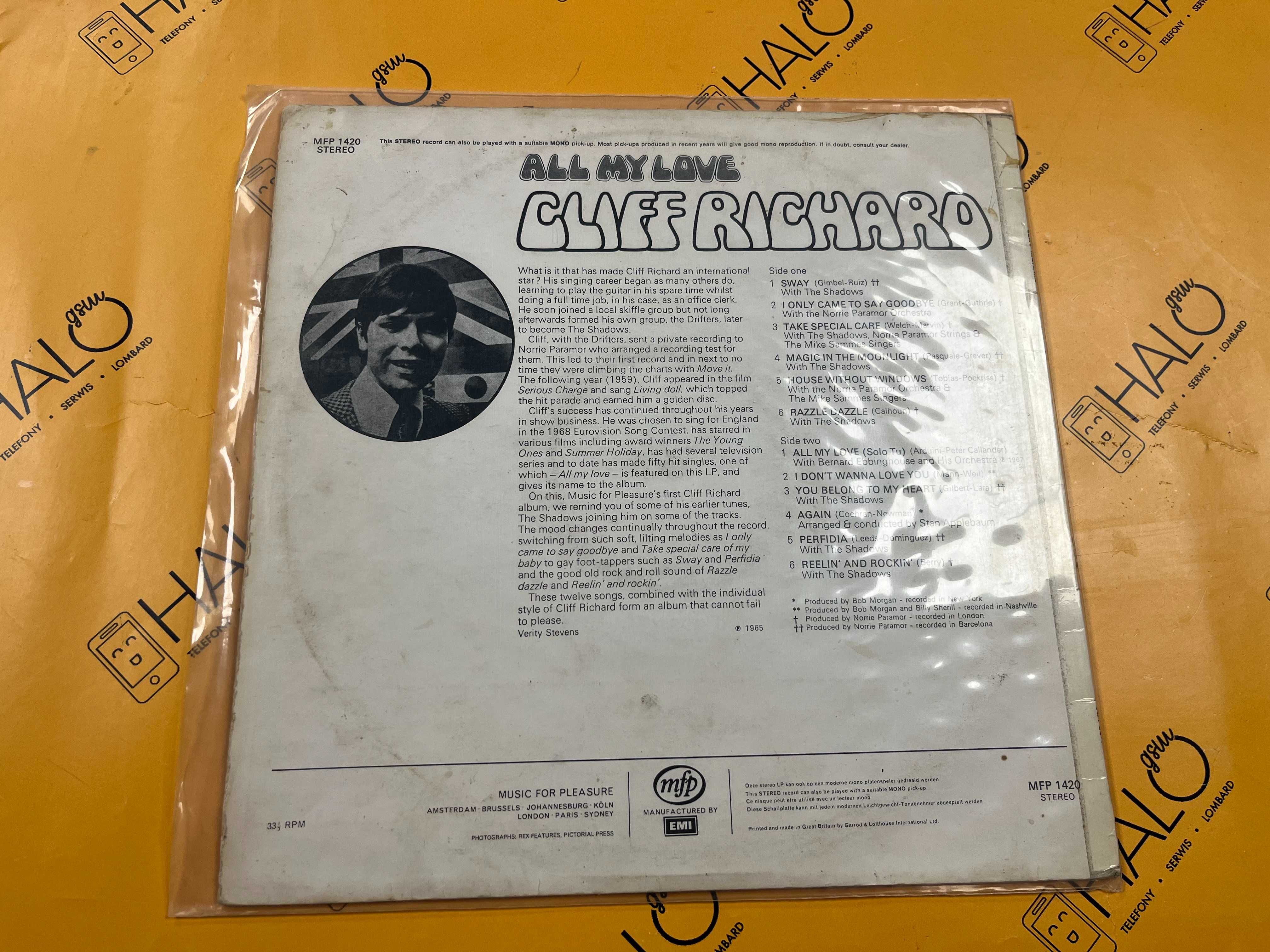 Płyta winylowa Cliff Richard – All My Love, Lombard Halo gsm Łódź