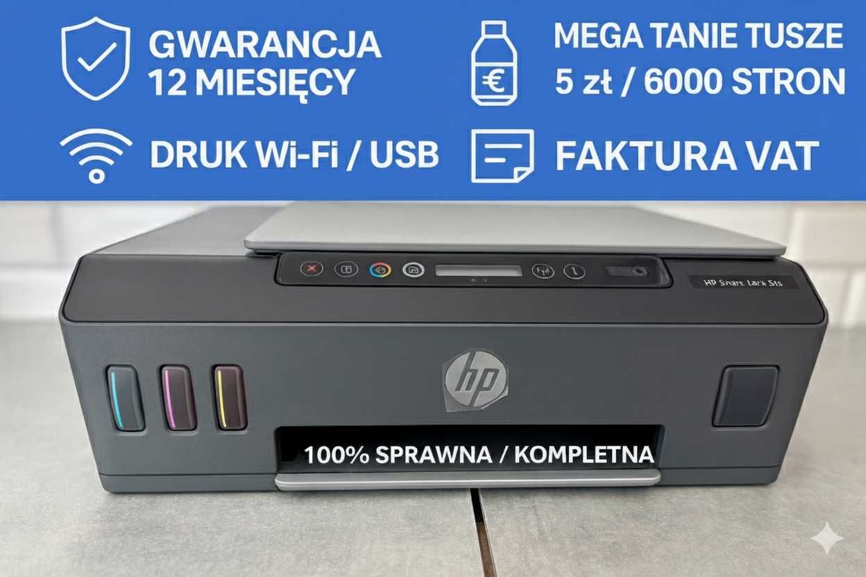 Drukarka HP Smart Tank 555 EcoTank tusze z butelki MegaTank CISS