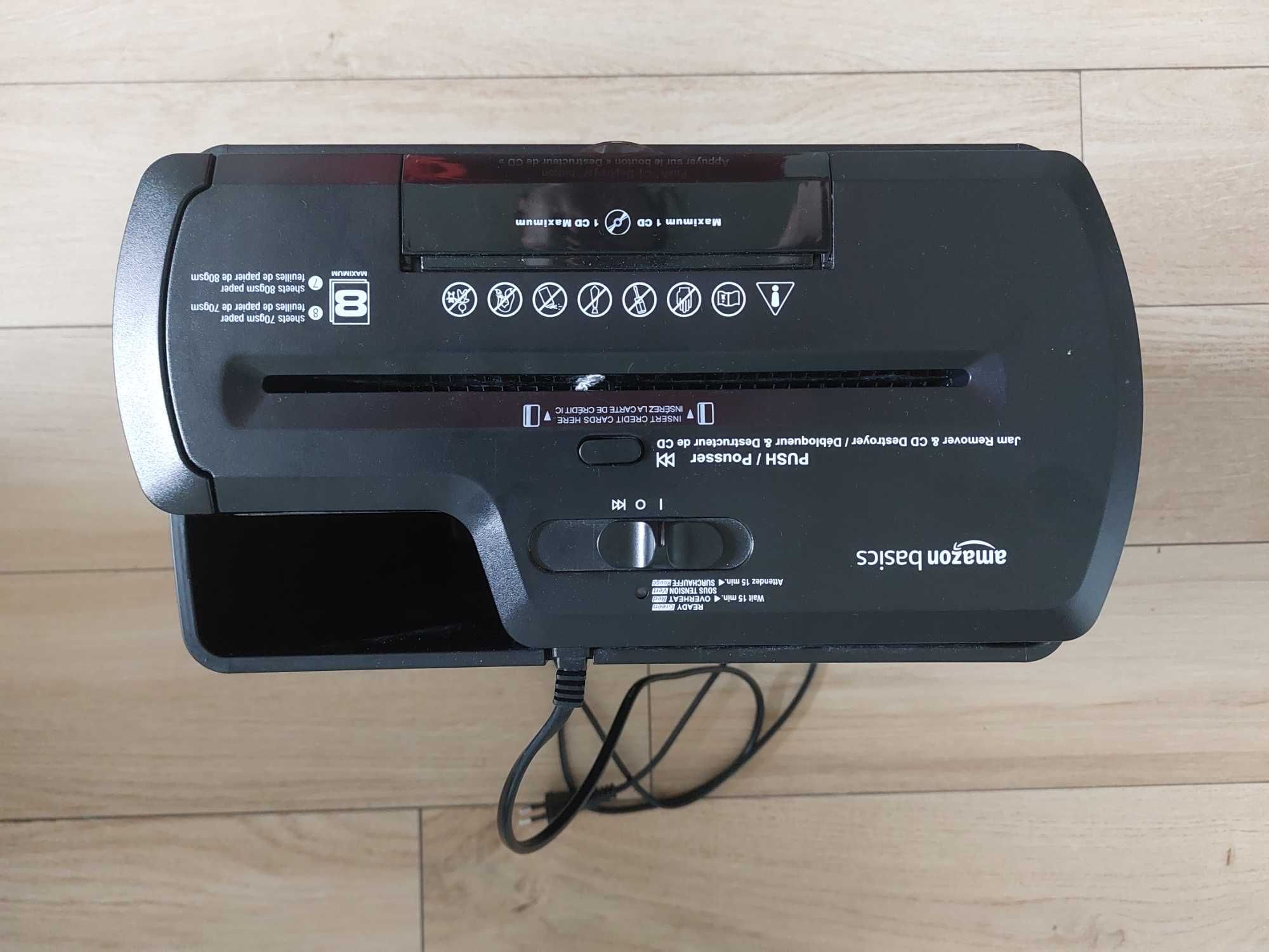 Niszczarka Amazon basics do papieru i płyt CD (jak nowa)