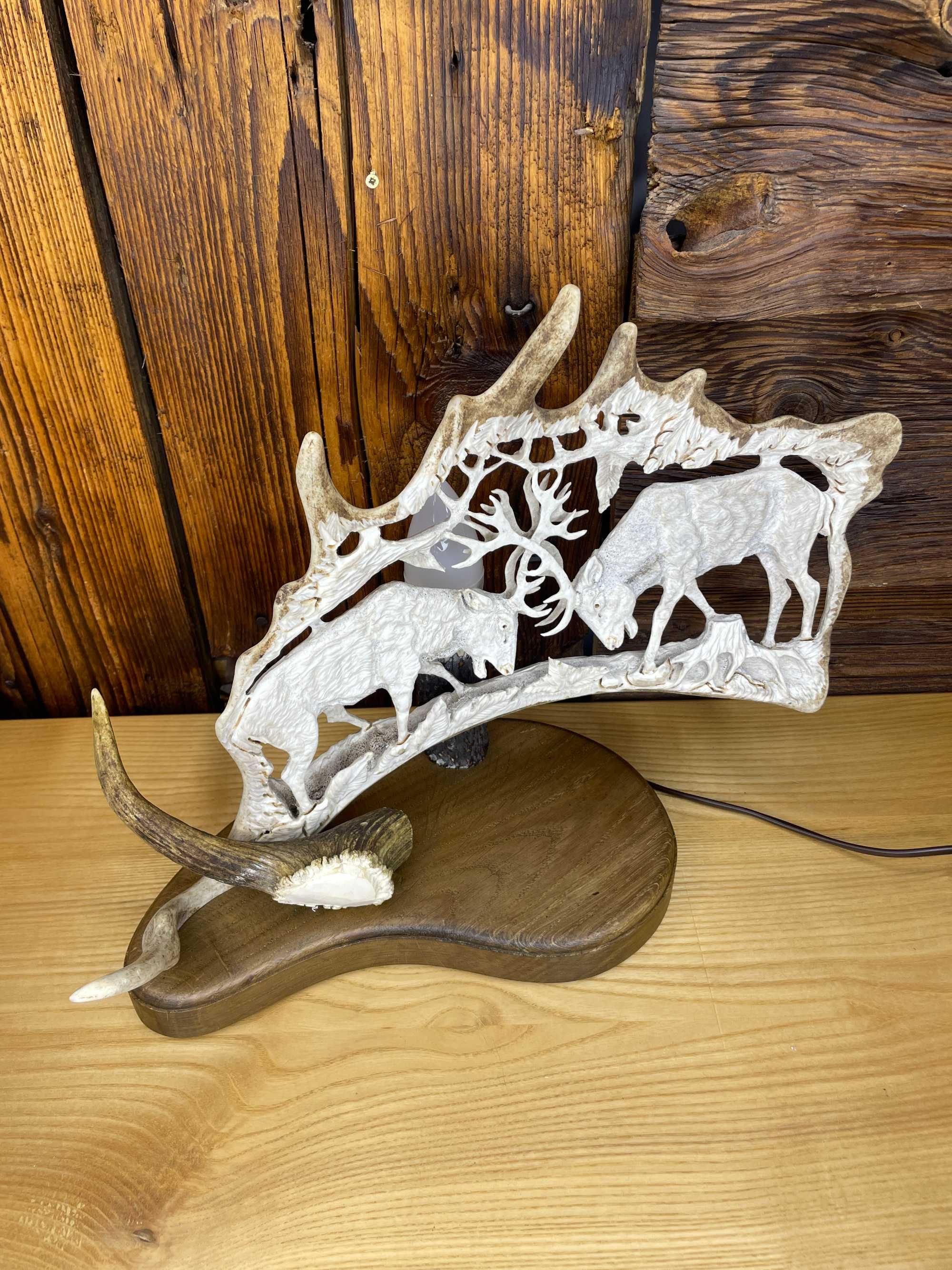 Lampka z poroża prezent poroże jeleń hand made daniel łoś P338