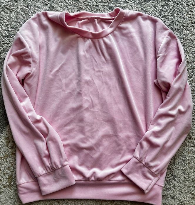 Modny welurowy dres damski różowy S L