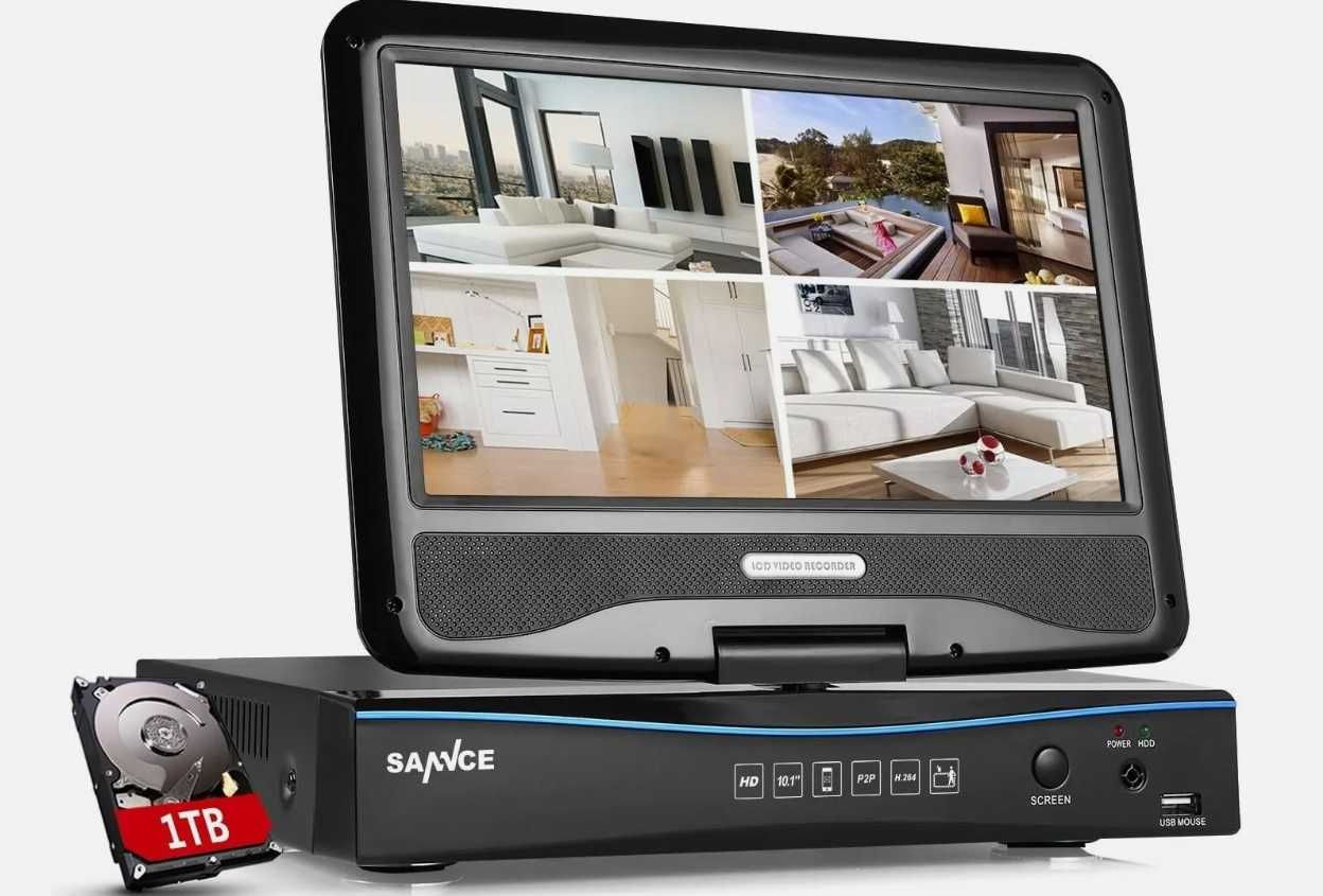 SANNCE 8CH 5-in-1 1080N CCTV Sistema de Segurança com DVR de 10,1”.
