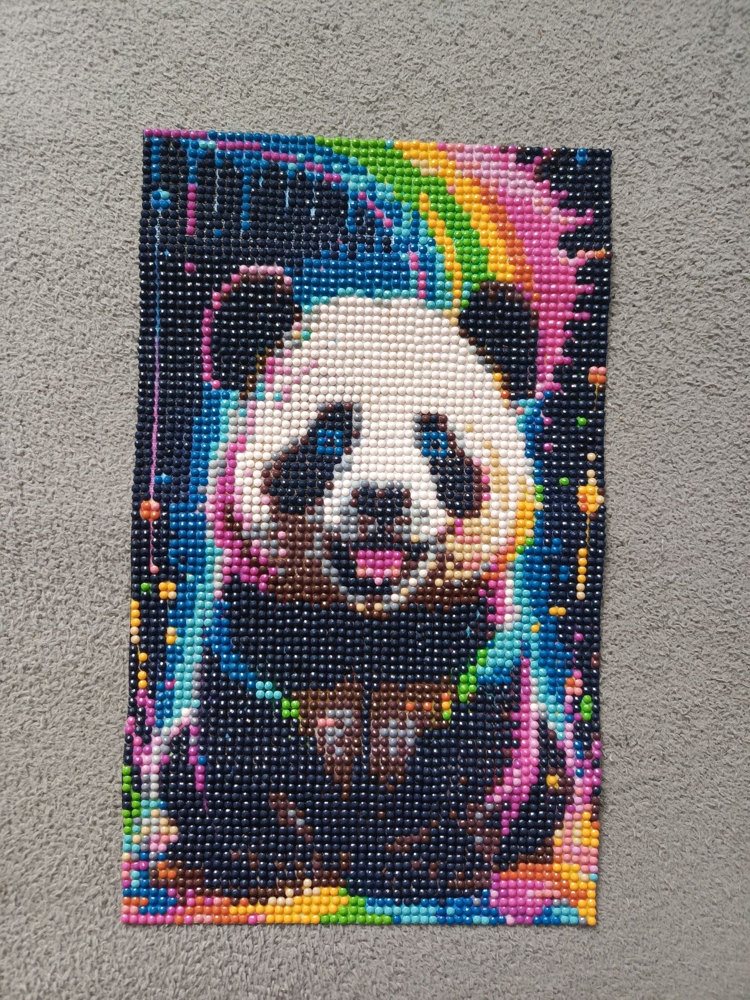 Obraz panda tęcza obrazek zdjęcie ozdoba diamenty malowanie diamentami