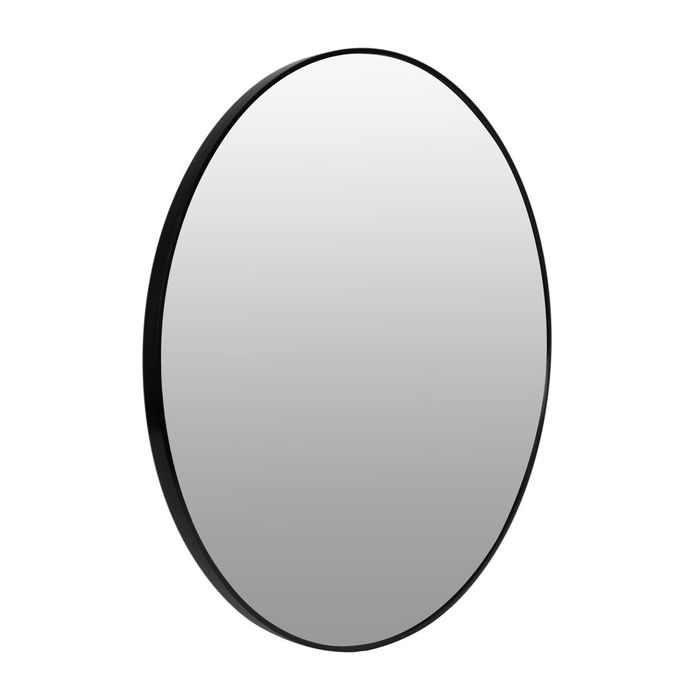Lustro ścienne 50 cm wiszące nowoczesne czarna rama aluminium