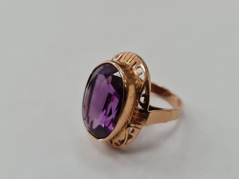 Aleksandryt! Wyjątkowy złoty pierścionek/ 585/ 13.08 gram/ R18