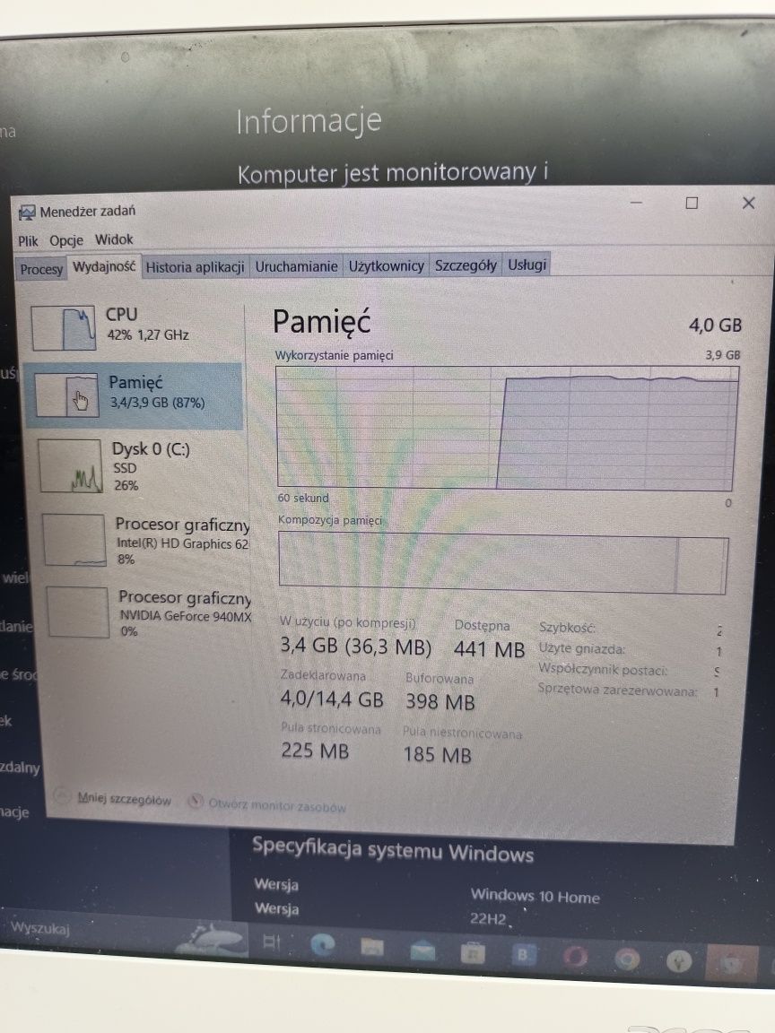 Laptop Aspire f5-573g i5-7200u 2*2,7ghz4/512ssd g940mx Komis Madej Sc