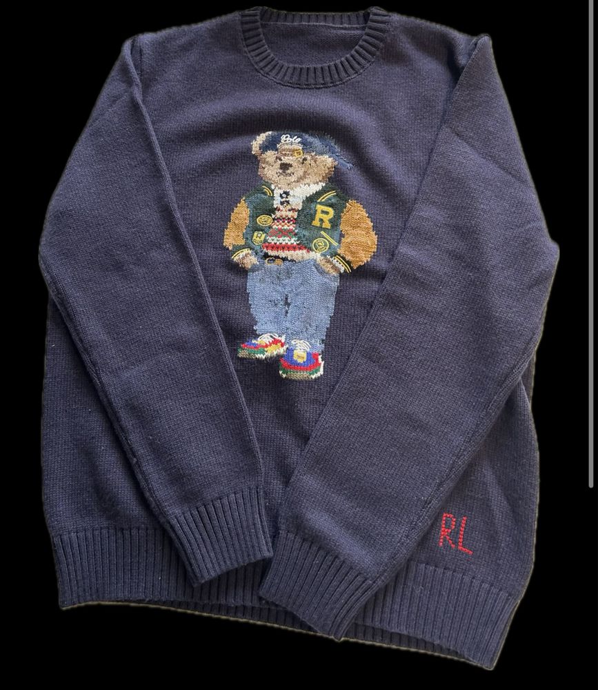 seeter polo ralph lauren miś bear niebieski stylowy męski