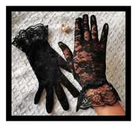 Koronkowe czarne rękawiczki (S/36) #akcesoria #przebranie #kostium