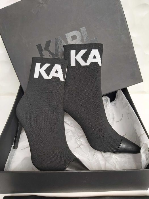 NOWE kozaki botki KARL LAGERFELD skorzane czarne 36 n342 pandora