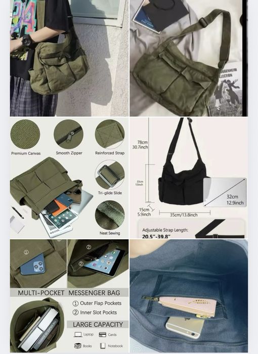 Сумка унисекс большая 2 цвета  в стиле харадзюку