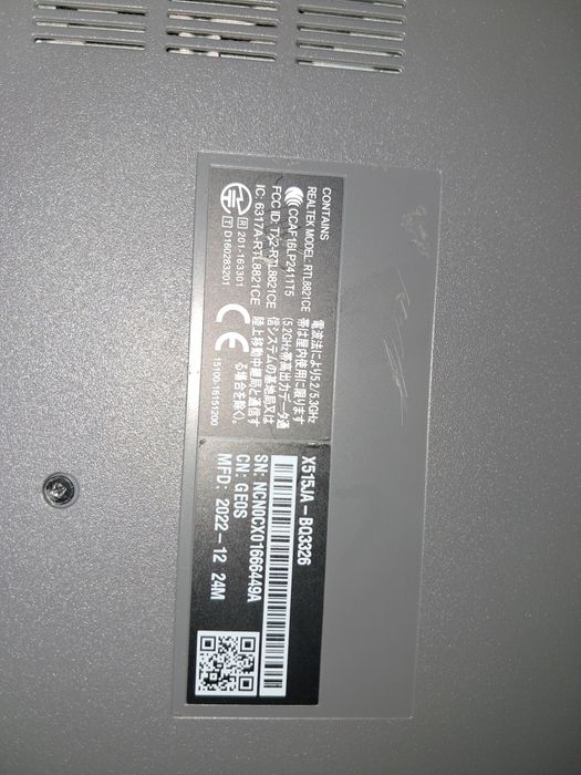 Laptop Asus Vivobook X515JA  RAM 8GB Intel Core I3 238GB