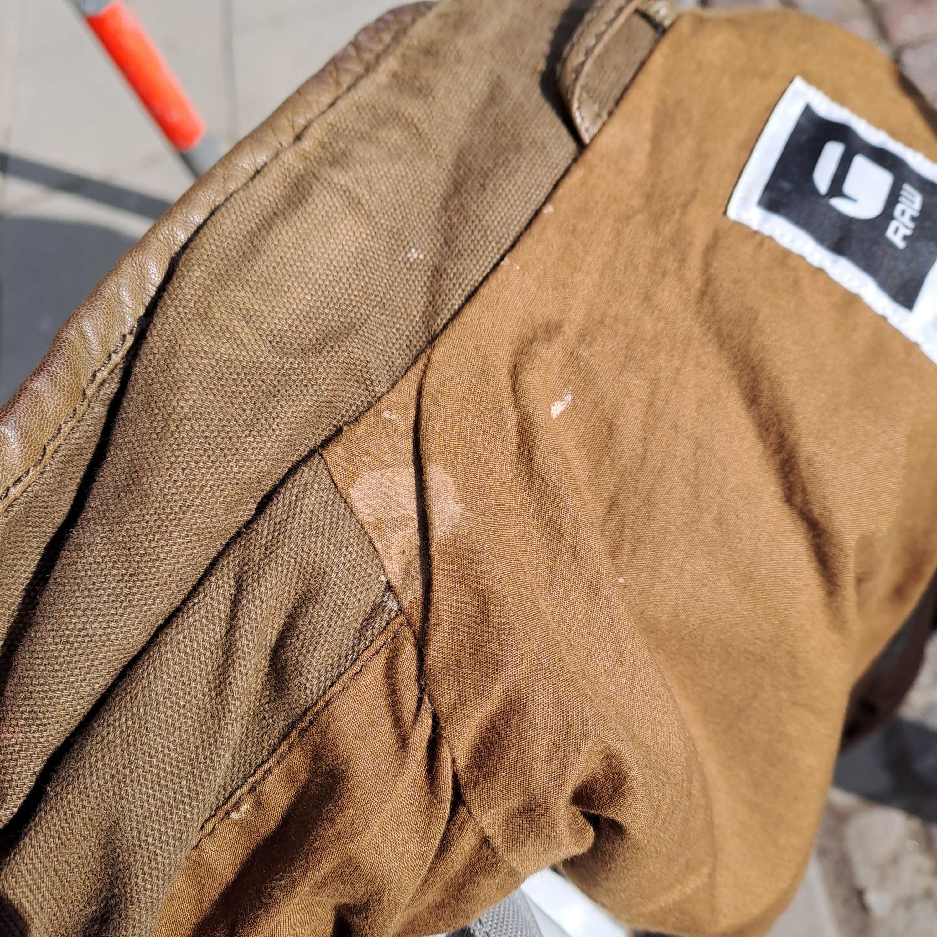 męska skórzana kurtka G Star RAW Leather MFD Biker Jacket S-M 
brązowy